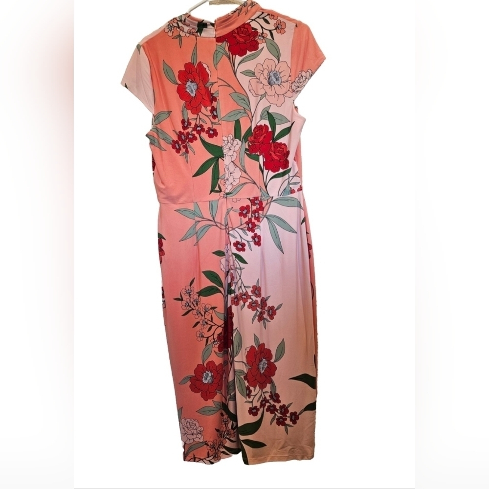 London Times Women's Floral Cap Sleeve Sheath Dress Pink Size M - Picture 6 of 7